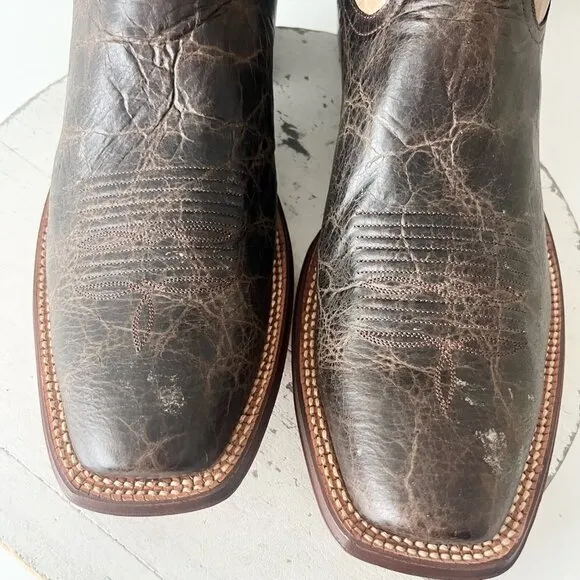 Rod Patrick Mens Cowboy Boots 14.5A Antique Mocha Bison Brown Western Blunt Toe
