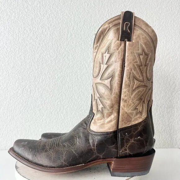 Rod Patrick Mens Cowboy Boots 14.5A Antique Mocha Bison Brown Western Blunt Toe
