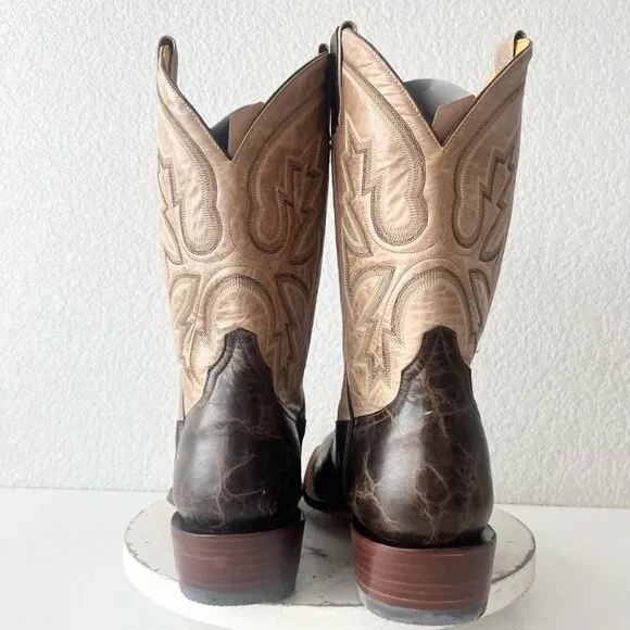 Rod Patrick Mens Cowboy Boots 14.5A Antique Mocha Bison Brown Western Blunt Toe