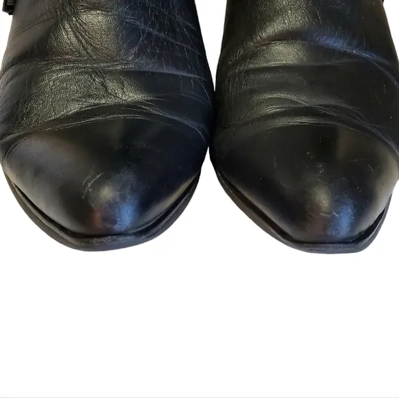 Rodeo Drive Vintage Women’s Black Leather Western Boots with Fringe, Size 7M
