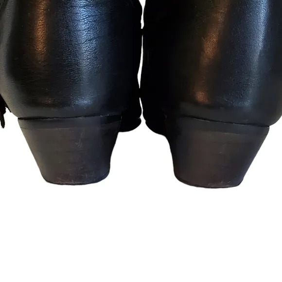 Rodeo Drive Vintage Women’s Black Leather Western Boots with Fringe, Size 7M