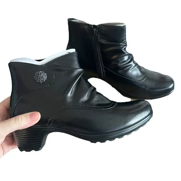 Romika Banja Women's Black Leather Boot Ankle Booties Heel Comfort Sz 37 EU 6.5