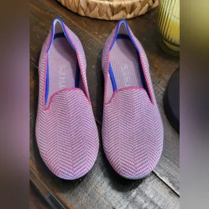 Rothy's 6 Amethyst Metallic Herringbone Loafers EUC