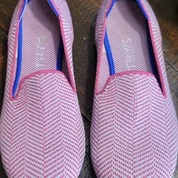 Rothy's 6 Amethyst Metallic Herringbone Loafers EUC