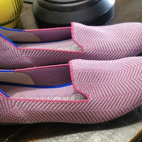 Rothy's 6 Amethyst Metallic Herringbone Loafers EUC