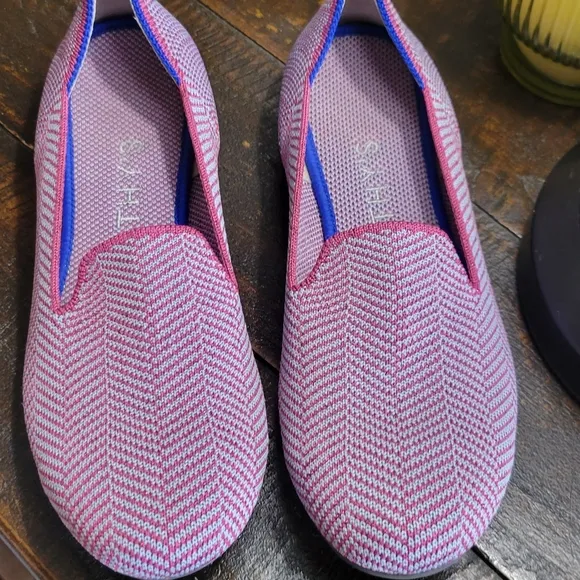 Rothy's 6 Amethyst Metallic Herringbone Loafers EUC