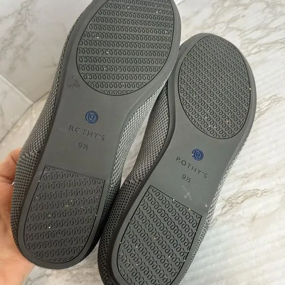 Rothy's Grey Textile The Flat Ballet Comfort round toe Shoes Women’s slip on 9.5