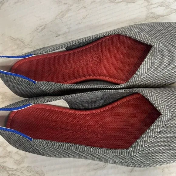 Rothy's Grey Textile The Flat Ballet Comfort round toe Shoes Women’s slip on 9.5