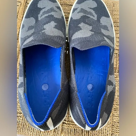 Rothy's Shoes Women’s 7 The Original Slip On Sneakers in Gray Camo Print