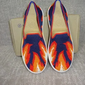 Rothy's The Kid Navy Flame Knit Slip On Shoes Little Kids Size 1-2-3-11-12-13