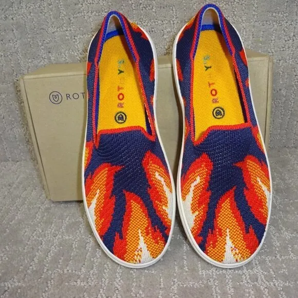 Rothy's The Kid Navy Flame Knit Slip On Shoes Little Kids Size 1-2-3-11-12-13