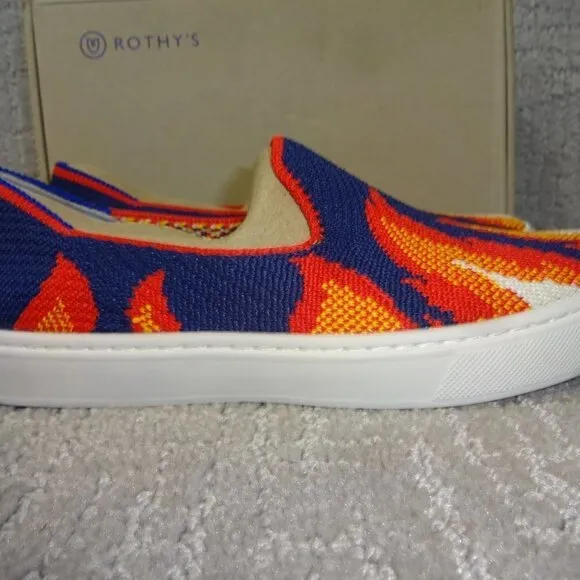 Rothy's The Kid Navy Flame Knit Slip On Shoes Little Kids Size 1-2-3-11-12-13