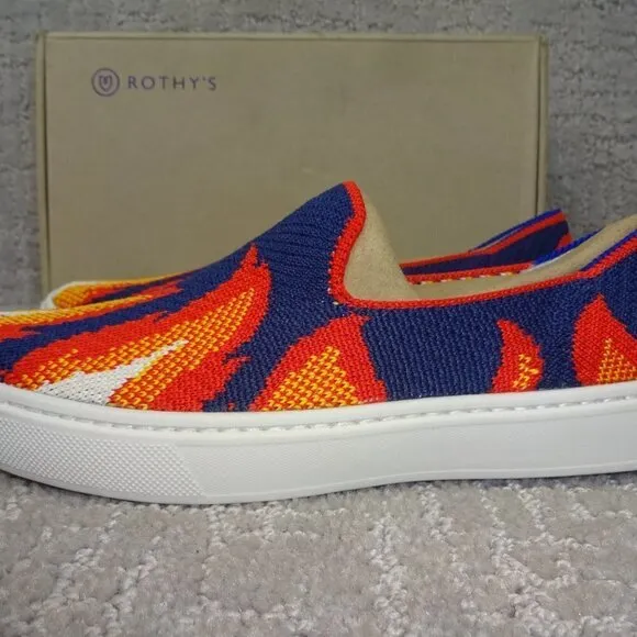 Rothy's The Kid Navy Flame Knit Slip On Shoes Little Kids Size 1-2-3-11-12-13