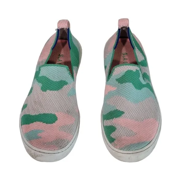 Rothy's The Kids Sneaker Size 2 Cotton Candy Camo Fabric Slip On Casual Shoes