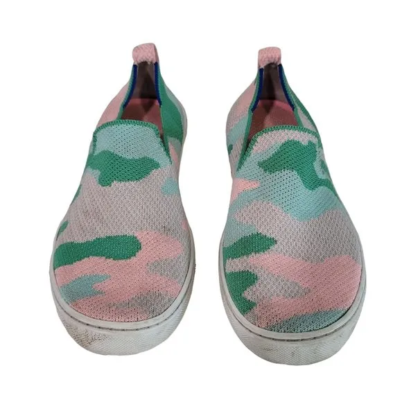 Rothy's The Kids Sneaker Size 2 Cotton Candy Camo Fabric Slip On Casual Shoes