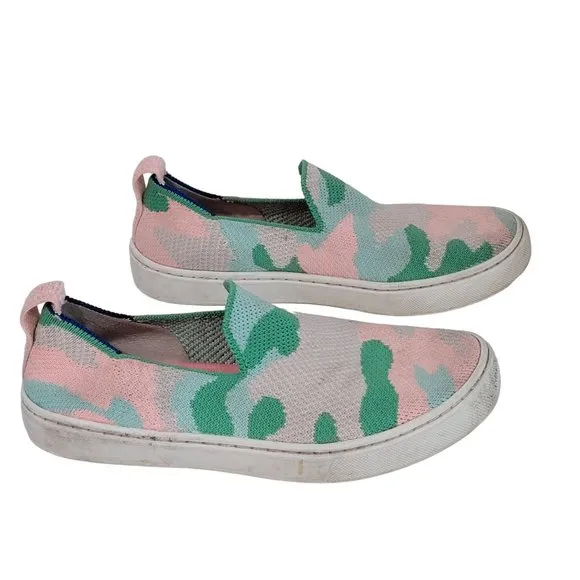 Rothy's The Kids Sneaker Size 2 Cotton Candy Camo Fabric Slip On Casual Shoes