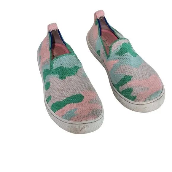 Rothy's The Kids Sneaker Size 2 Cotton Candy Camo Fabric Slip On Casual Shoes