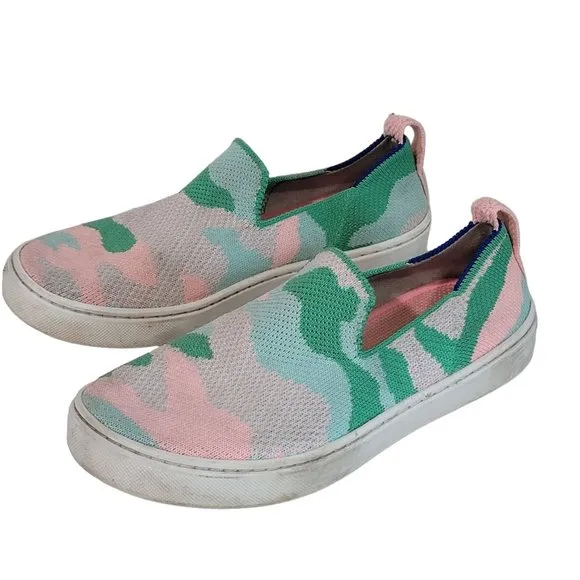 Rothy's The Kids Sneaker Size 2 Cotton Candy Camo Fabric Slip On Casual Shoes