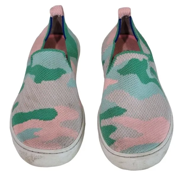 Rothy's The Kids Sneaker Size 2 Cotton Candy Camo Fabric Slip On Casual Shoes