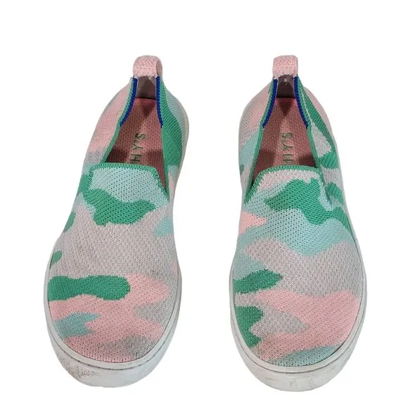 Rothy's The Kids Sneaker Size 2 Cotton Candy Camo Fabric Slip On Casual Shoes