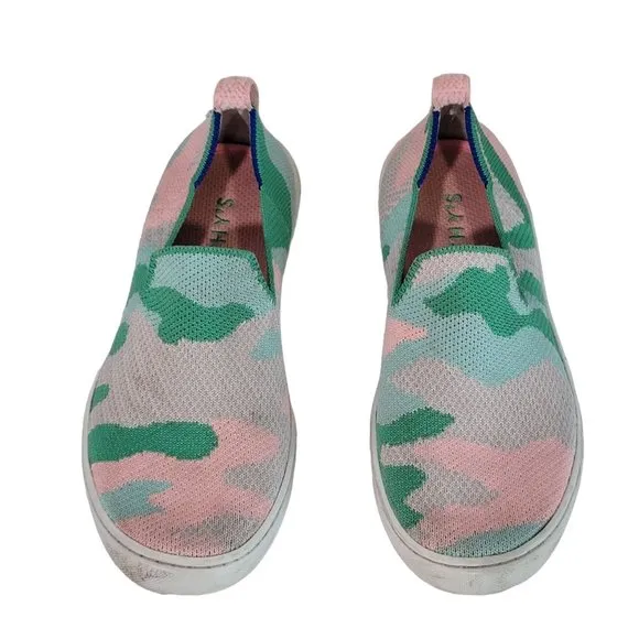 Rothy's The Kids Sneaker Size 2 Cotton Candy Camo Fabric Slip On Casual Shoes