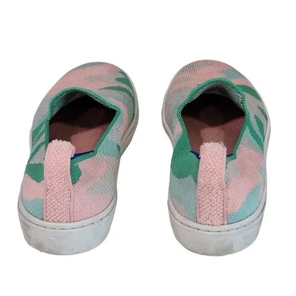 Rothy's The Kids Sneaker Size 2 Cotton Candy Camo Fabric Slip On Casual Shoes