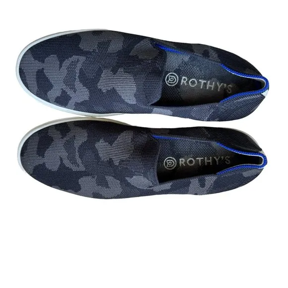Rothy's The Original Slip On Sneakers Shoes Gray Black Camo Size 9