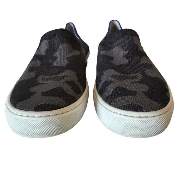 Rothy's The Original Slip On Sneakers Shoes Gray Black Camo Size 9