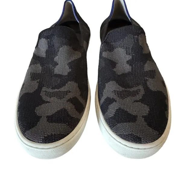 Rothy's The Original Slip On Sneakers Shoes Gray Black Camo Size 9