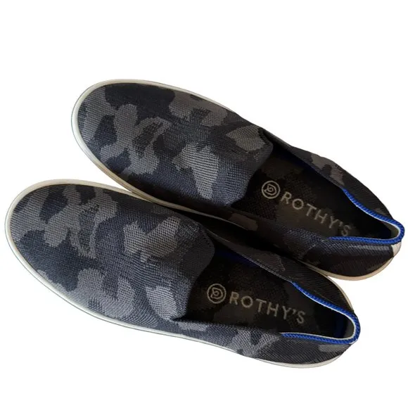Rothy's The Original Slip On Sneakers Shoes Gray Black Camo Size 9