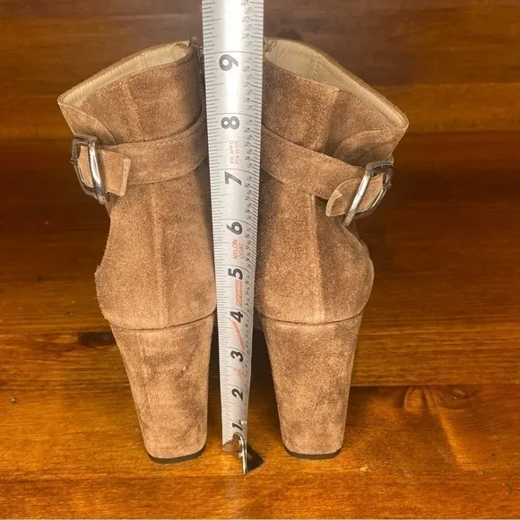 Sacha London Tan Beige Suede Ankle Booties w buckle Womens EU 41 US 10.5