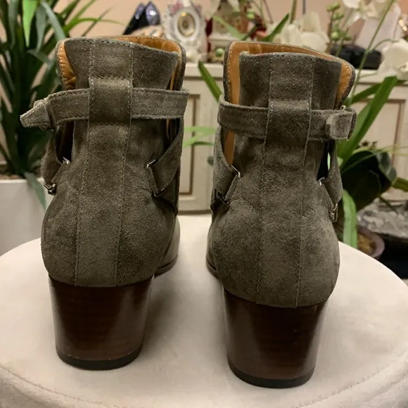 Saint Laurent Olive Green Suede Ankle Boots Size 40