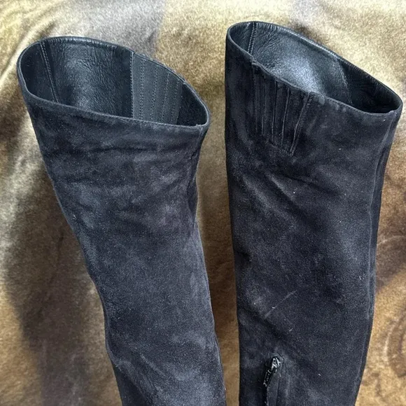 Saint Laurent Paris black suede over the knee high retro mod boots size 36