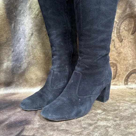 Saint Laurent Paris black suede over the knee high retro mod boots size 36