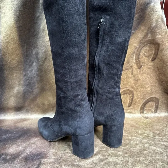 Saint Laurent Paris black suede over the knee high retro mod boots size 36