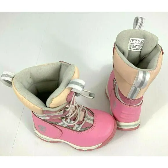 SALE Timberland Toddler Inclement Traveler Bungee Waterproof Snow Boots Pink S 5