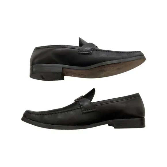 Salvatore Ferragamo black leather men classic slip ons shoes size 10EE