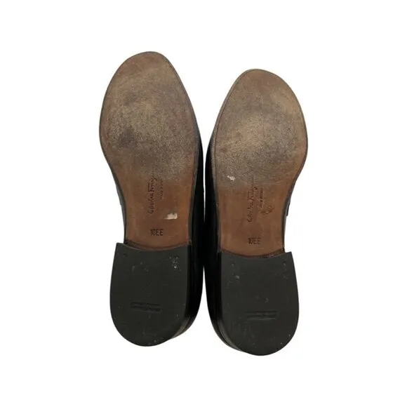 Salvatore Ferragamo black leather men classic slip ons shoes size 10EE