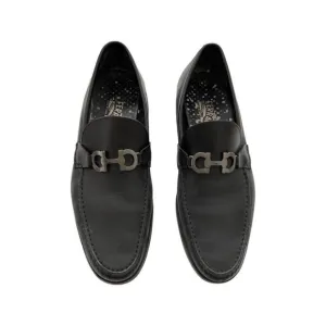 Salvatore Ferragamo black leather men classic slip ons shoes size 10EE