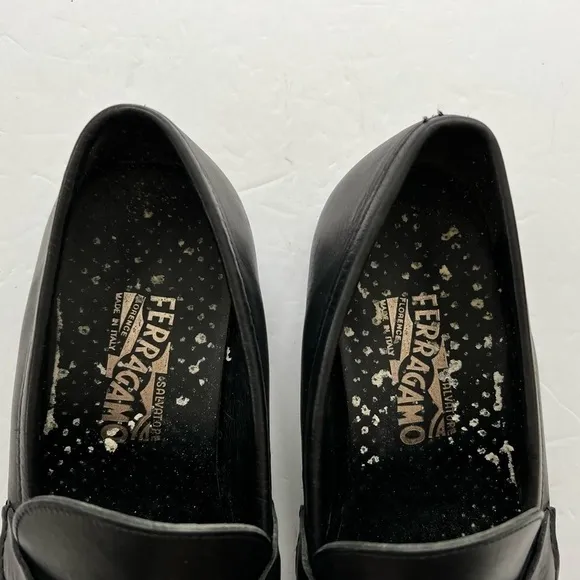 Salvatore Ferragamo black leather men classic slip ons shoes size 10EE