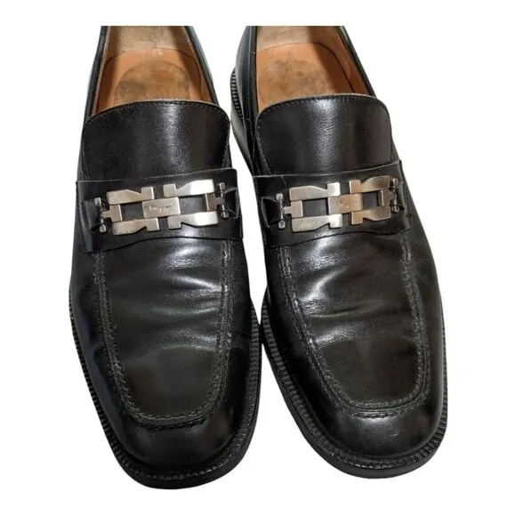 Salvatore Ferragamo men's horse bit black leather classic dress shoe Italy 8D