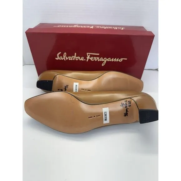 Salvatore Ferragamo Navarra Women's Shoes DE 29145 149 10 B Tan/Gold