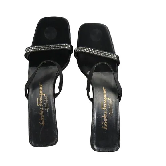 Salvatore Ferragamo Shoes Women 10 Pump Sandal Square Toe Formal Fashion Classic