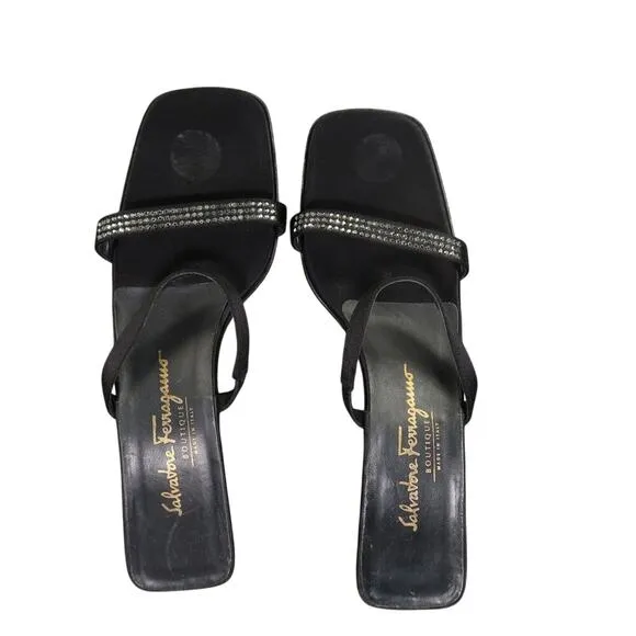 Salvatore Ferragamo Shoes Women 10 Pump Sandal Square Toe Formal Fashion Classic