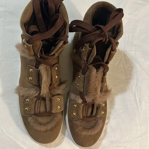 SALVATORE FERRAGAMO SOLDA SUEDE FUR SNEAKERS BOOTS