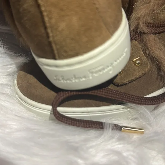 SALVATORE FERRAGAMO SOLDA SUEDE FUR SNEAKERS BOOTS