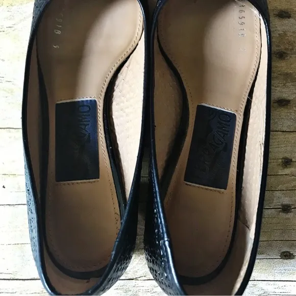 Salvatore Ferragamo Vara Cut Nero Calf Nero Kangaroo Black Shoes Womens Size 5 B
