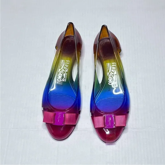 Salvatore Ferragamo Vara Rainbow Jelly Flats