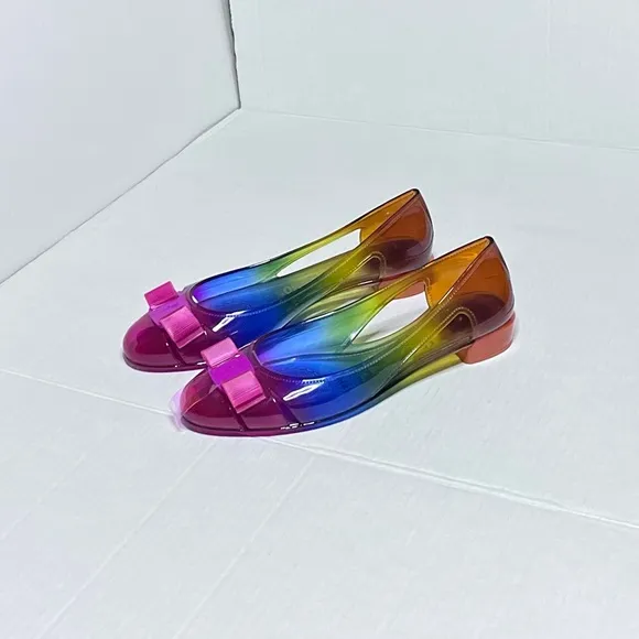 Salvatore Ferragamo Vara Rainbow Jelly Flats
