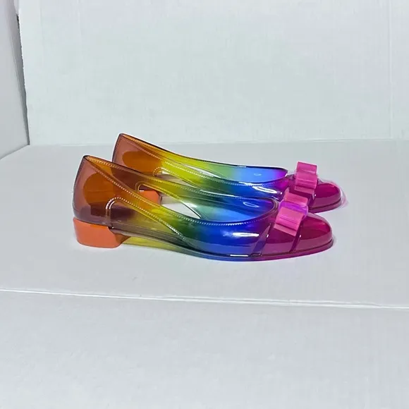 Salvatore Ferragamo Vara Rainbow Jelly Flats